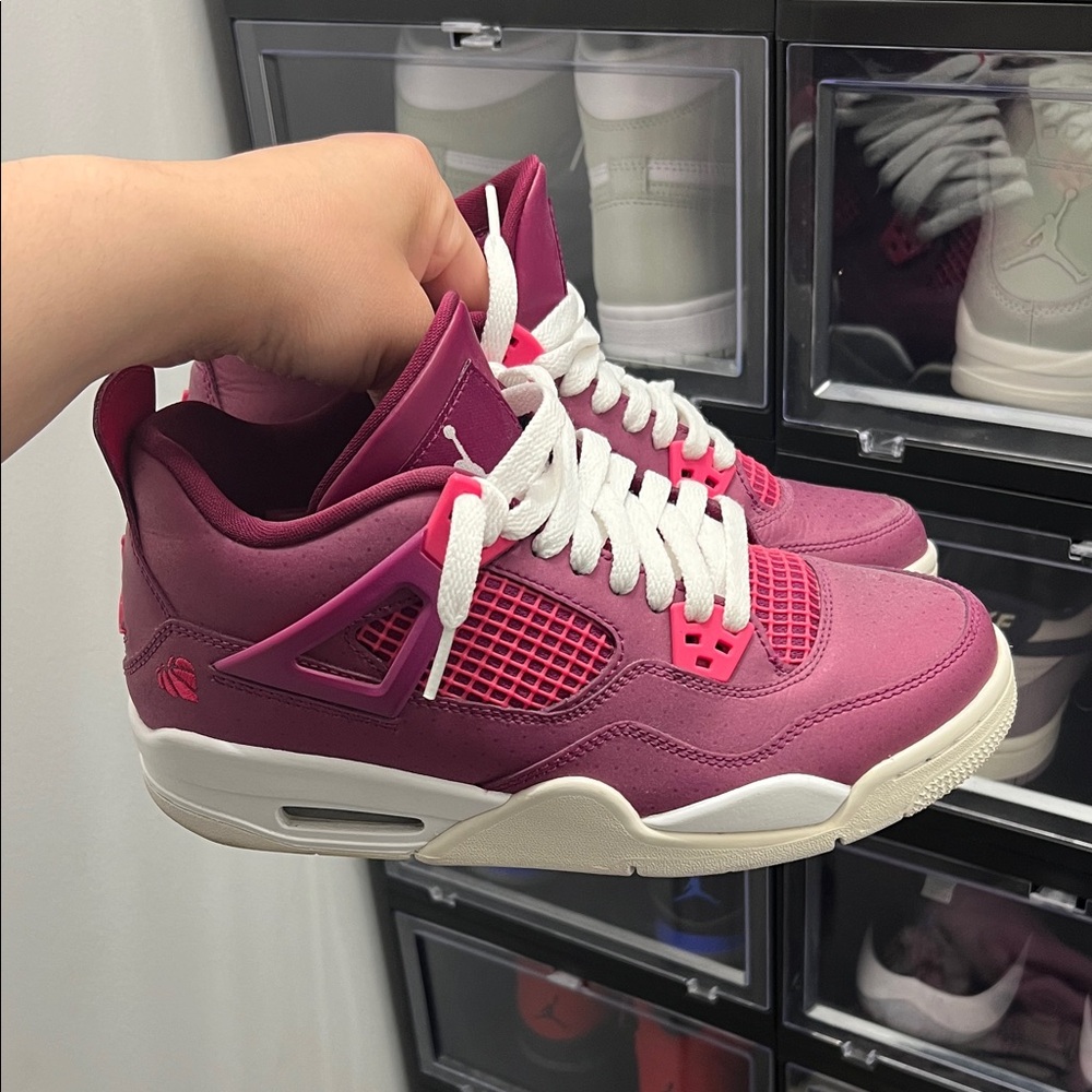 Jordan Women's Pink and White Sneakers - Picture 1 of 3